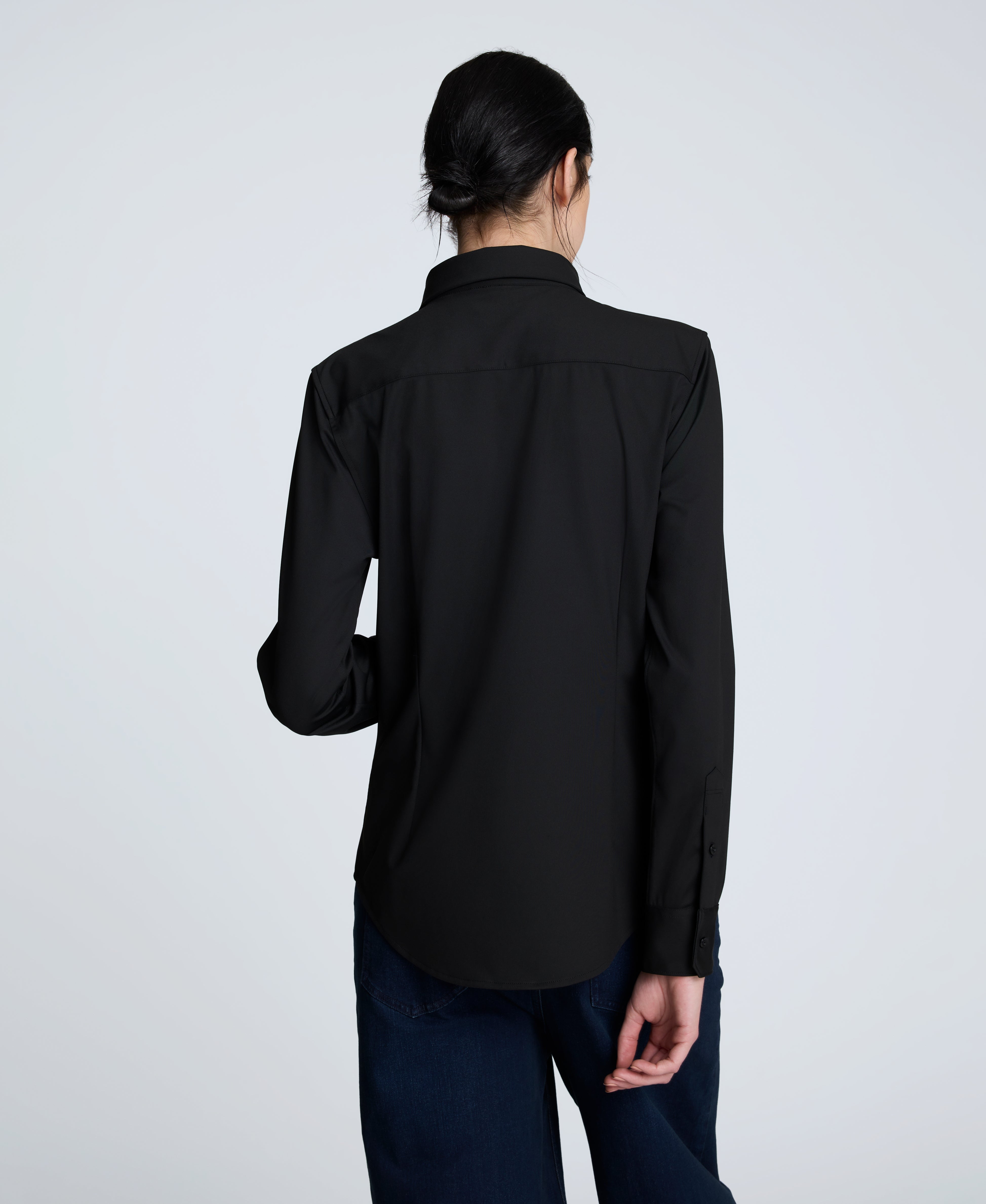 Knit Button Front Long Sleeve Shirt Black
