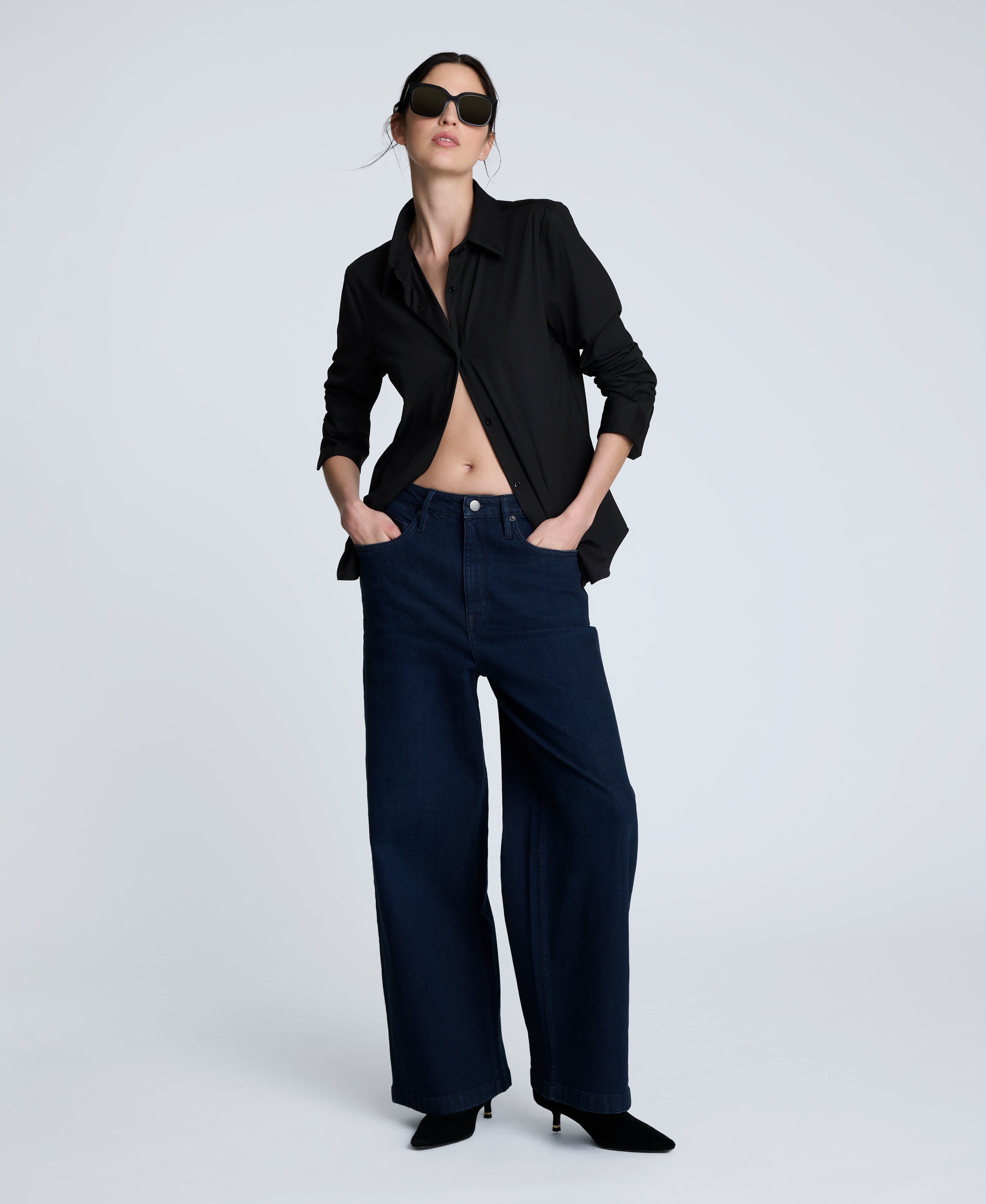 Knit Button Front Long Sleeve Shirt Black