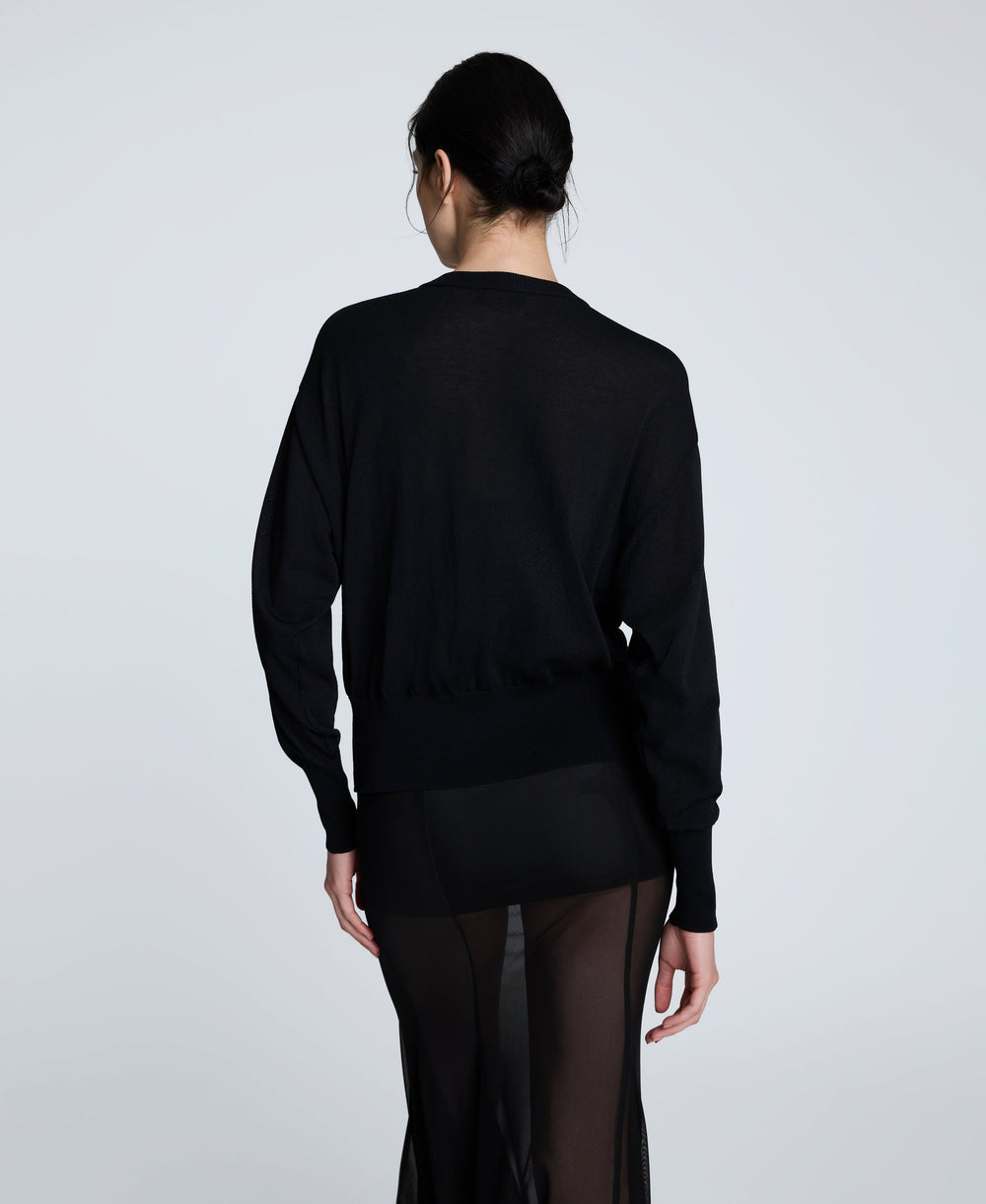 Long Sleeve Button Front Cardigan Black