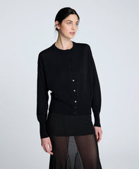 Long Sleeve Button Front Cardigan Black