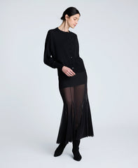 Long Sleeve Button Front Cardigan Black