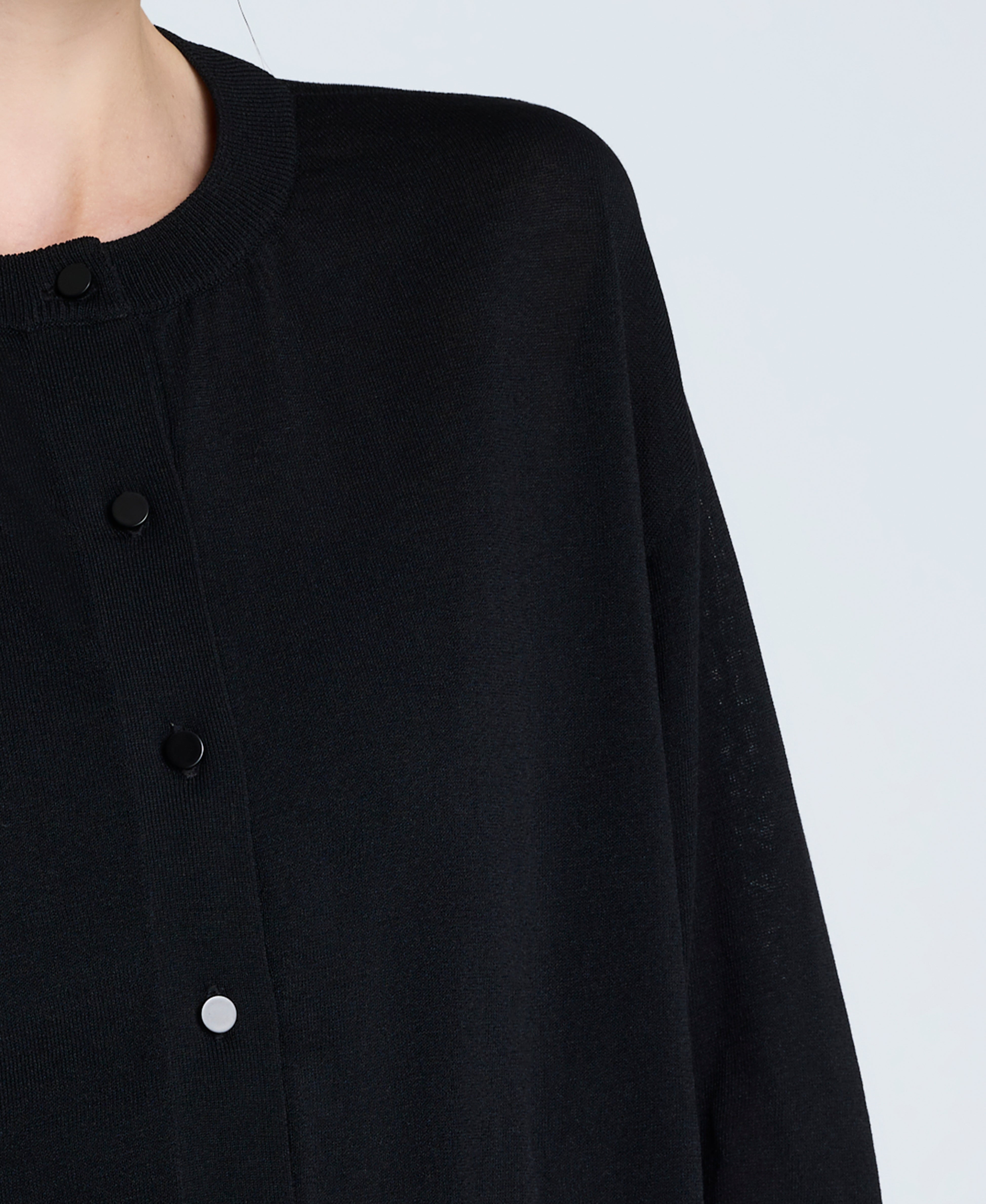 Long Sleeve Button Front Cardigan Black