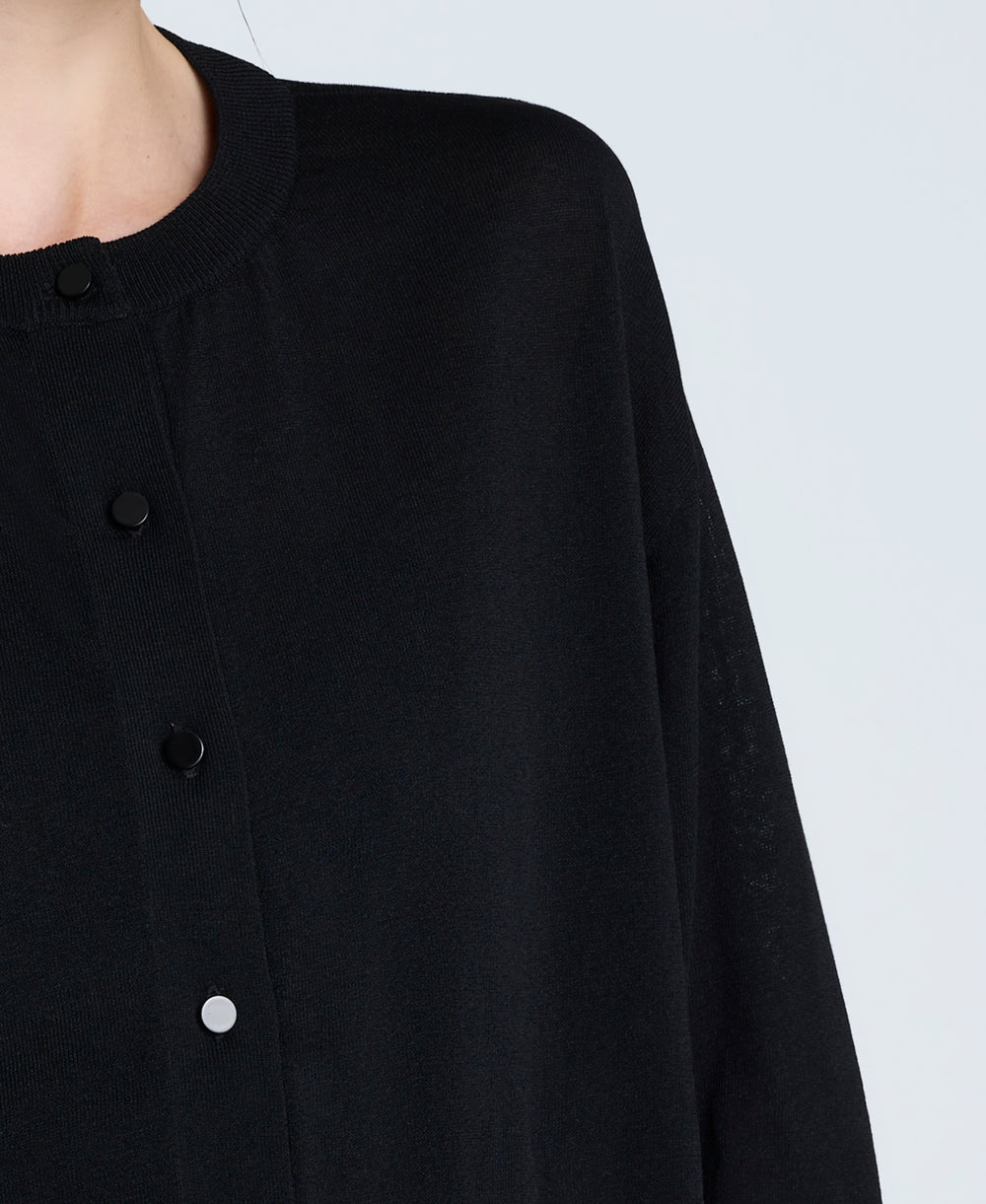 Long Sleeve Button Front Cardigan Black