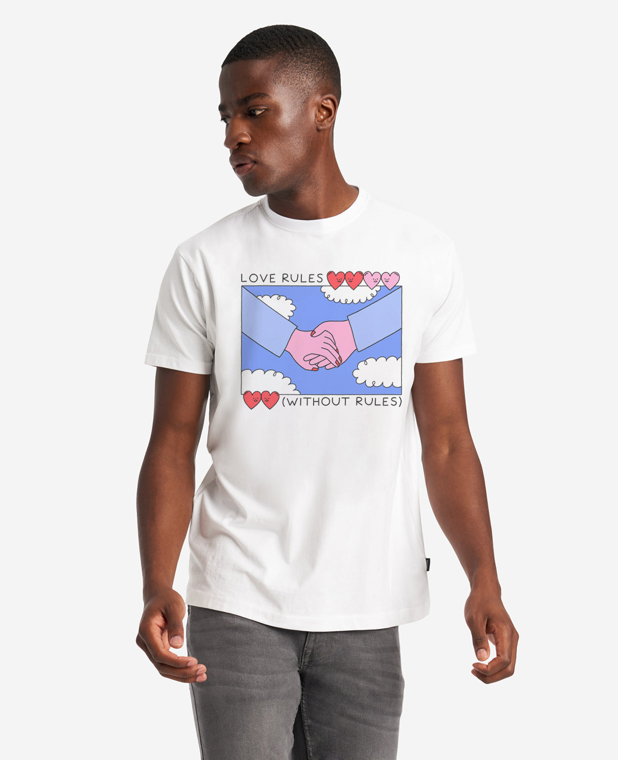 Site Exclusive! Men's Rosie Pink LOVE Tee White