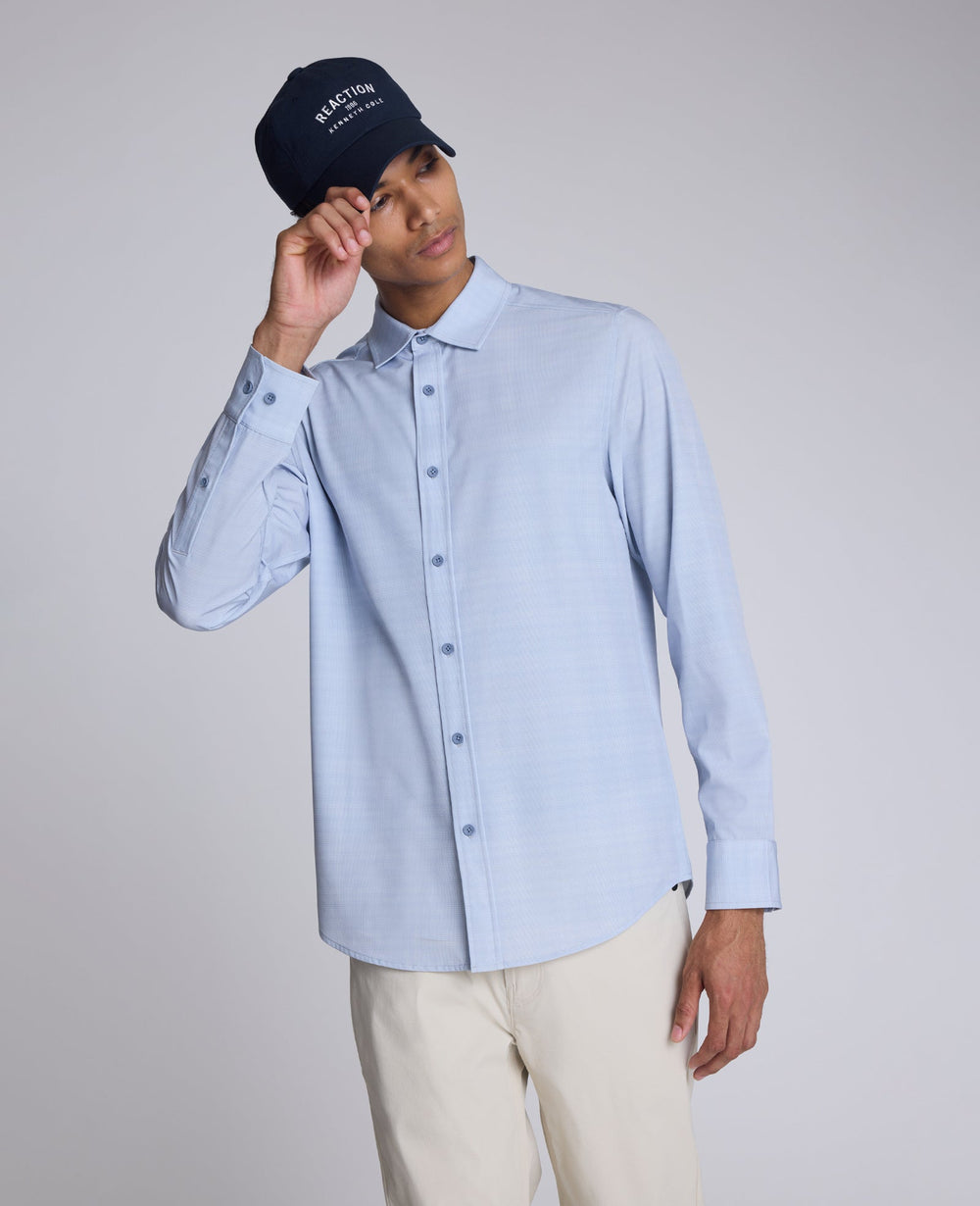 Stretch Fit Button Down Shirt Light Blue