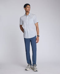 Printed Short Sleeve Pocket Button-Down Shirt Navy Dot