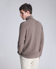 Foldover Turtleneck Sweater Light Brown Heather