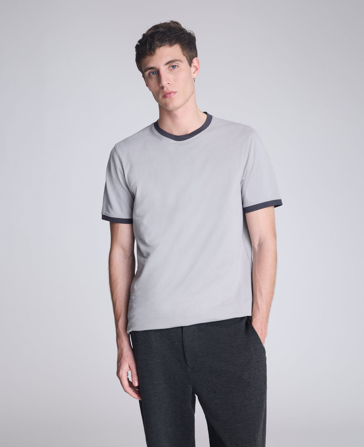 Ribbed Crewneck Tee Grey