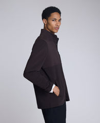 Mock Neck Full Zip Jacket Heather Brown