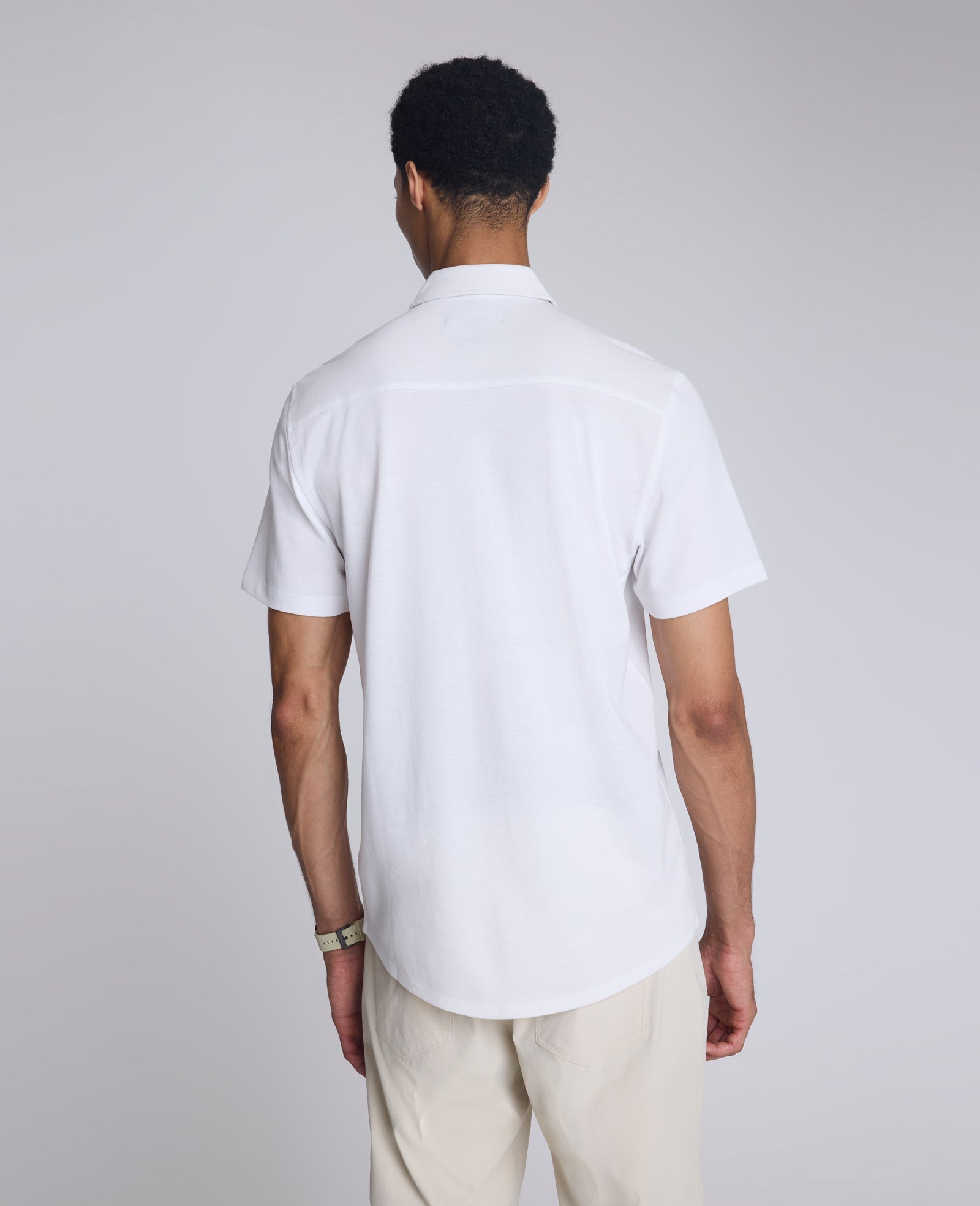 Short Sleeve Sportshirt with Chest Pocket White