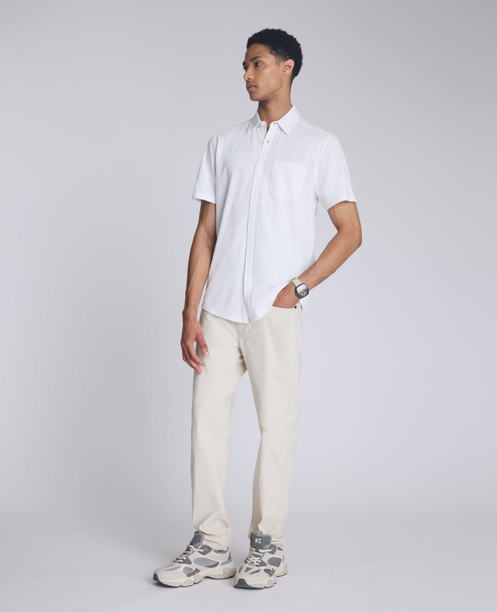 Short Sleeve Sportshirt with Chest Pocket White