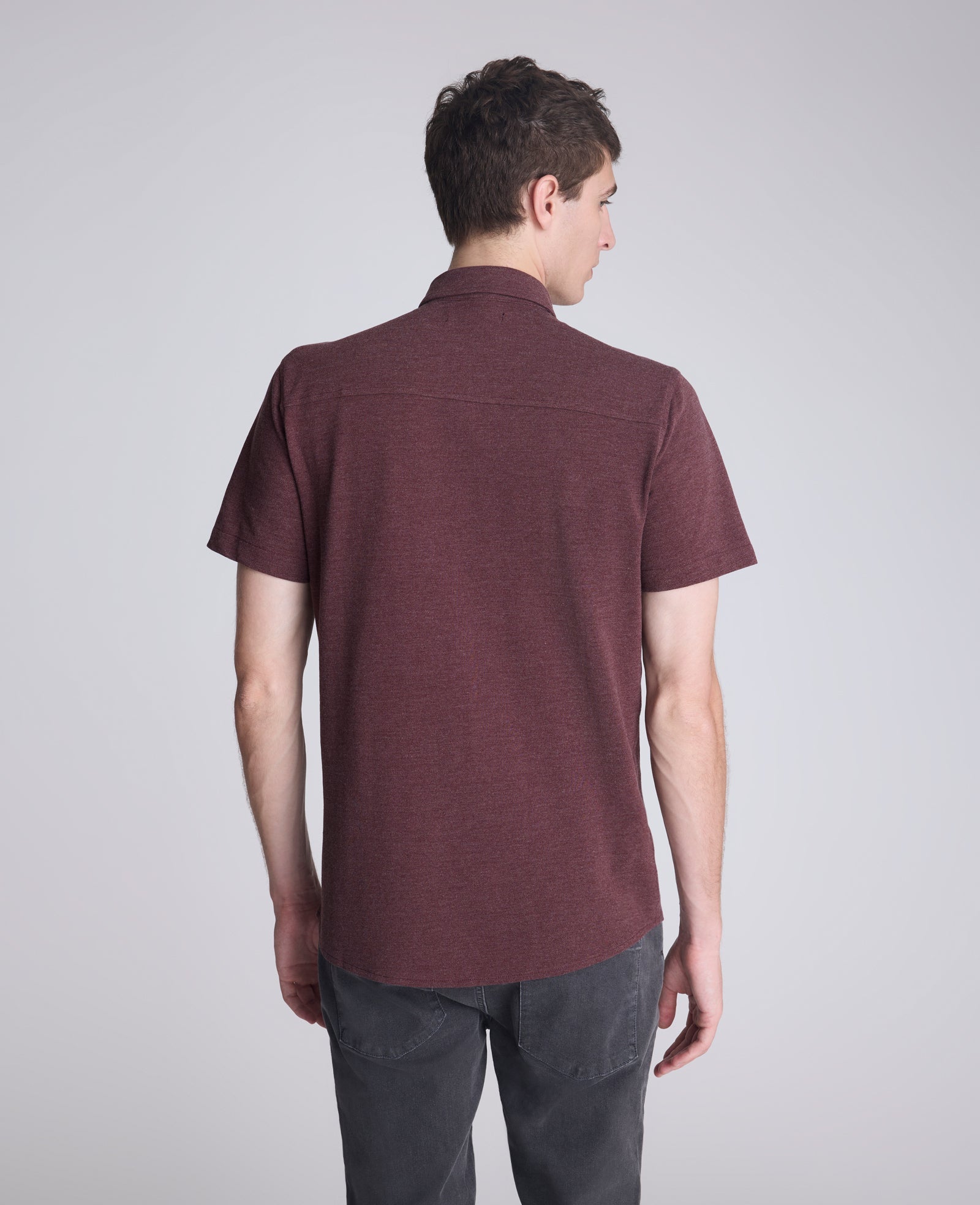 Short Sleeve Sportshirt with Chest Pocket Mulberry Mix