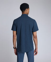 Short Sleeve Sportshirt with Chest Pocket Heather Blue