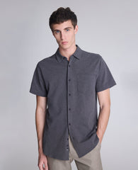 Short Sleeve Sportshirt with Chest Pocket Charcole Heather