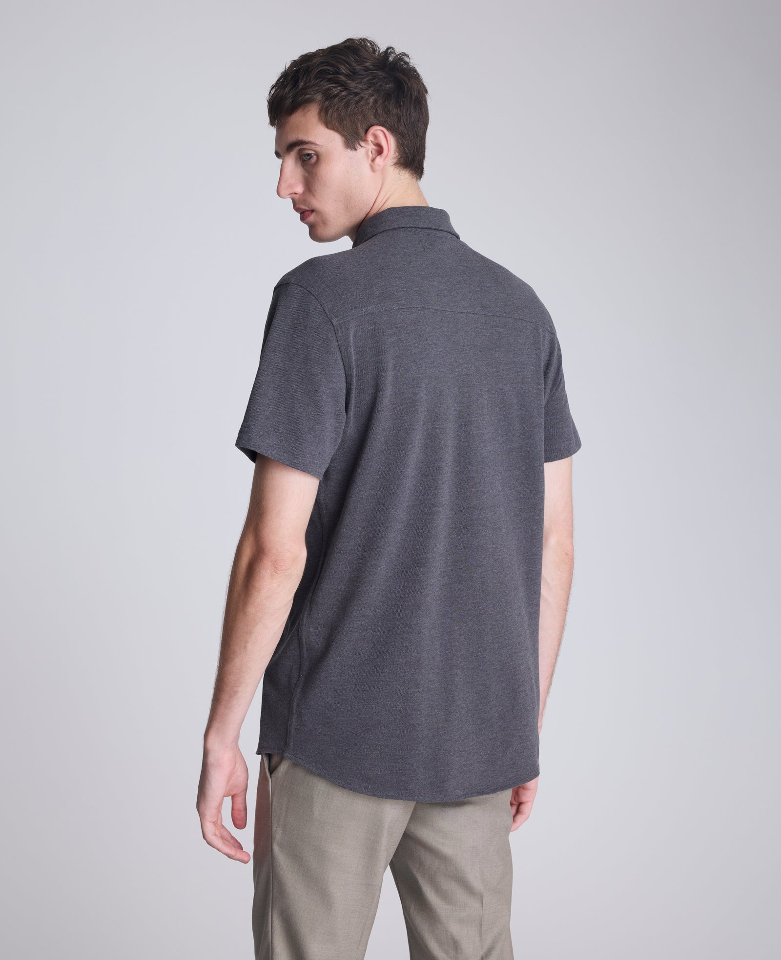 Short Sleeve Sportshirt with Chest Pocket Charcole Heather