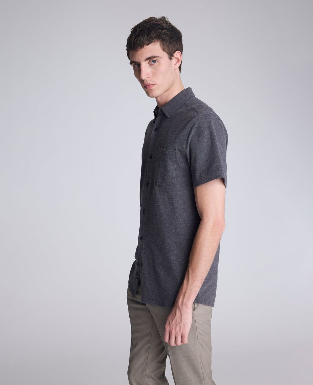 Short Sleeve Sportshirt with Chest Pocket Charcole Heather