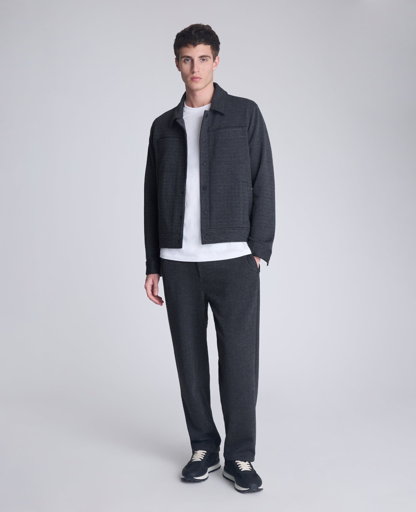 Relaxed Cropped Slacks Charcole Mix