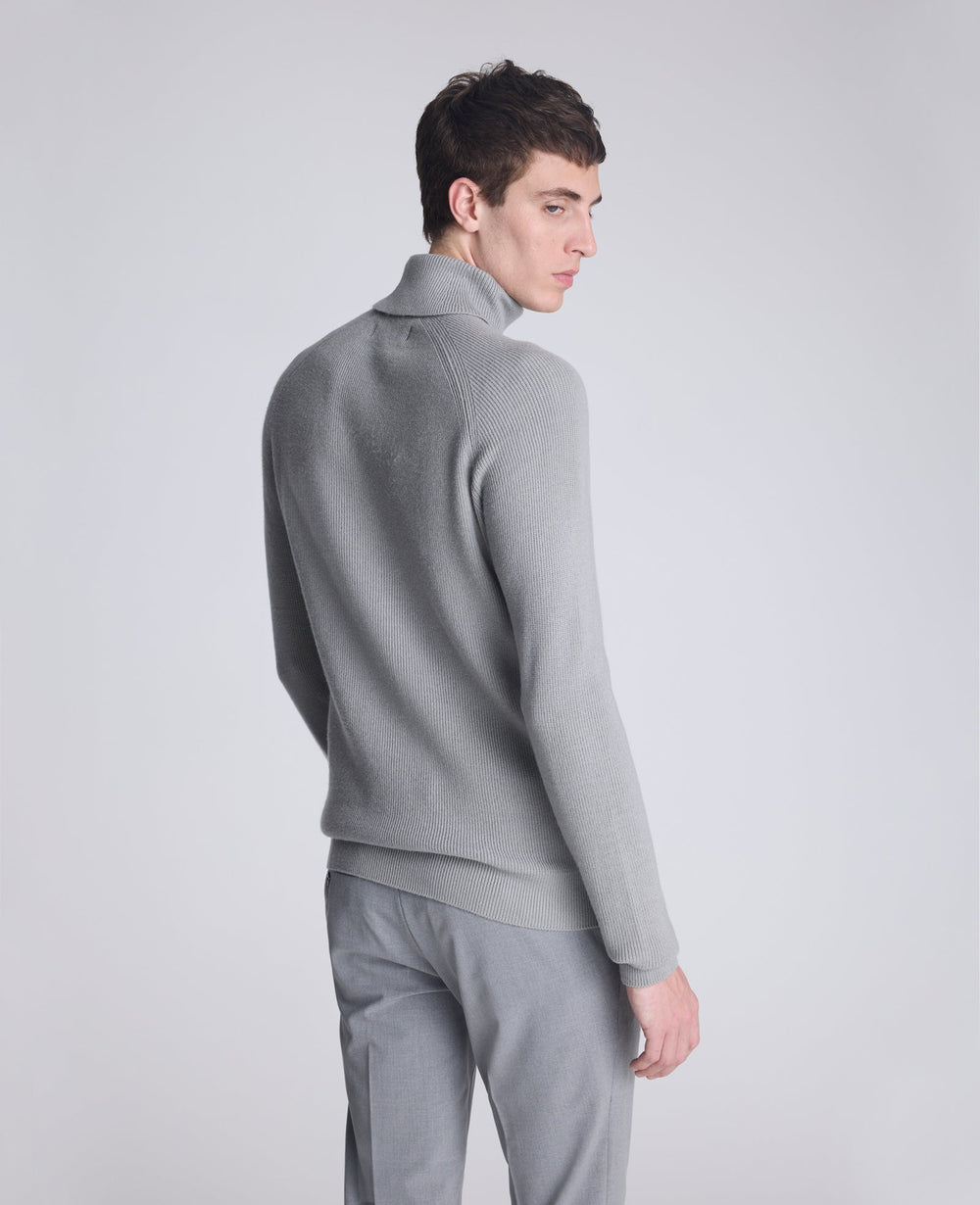 Foldover Turtleneck Sweater Grey/Heather