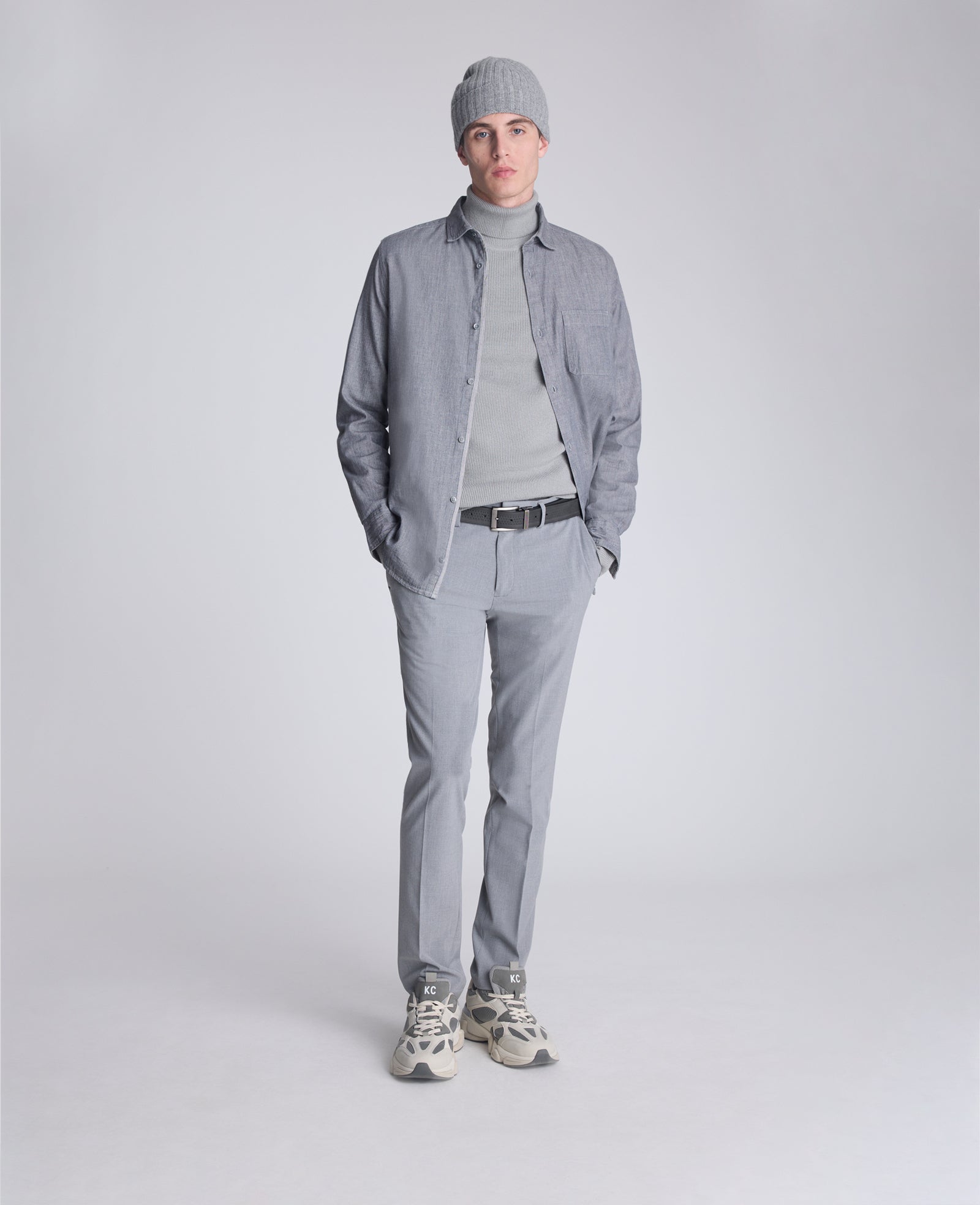 Foldover Turtleneck Sweater Grey/Heather