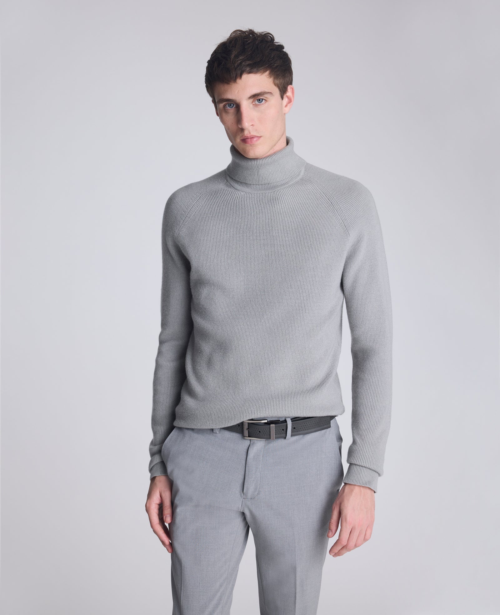 Foldover Turtleneck Sweater Grey/Heather