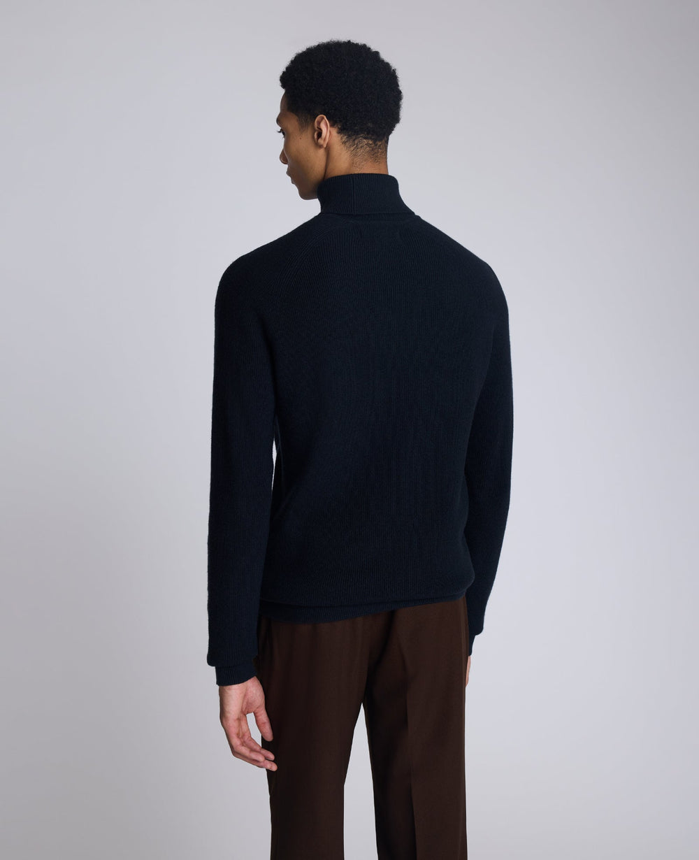 Foldover Turtleneck Sweater Black