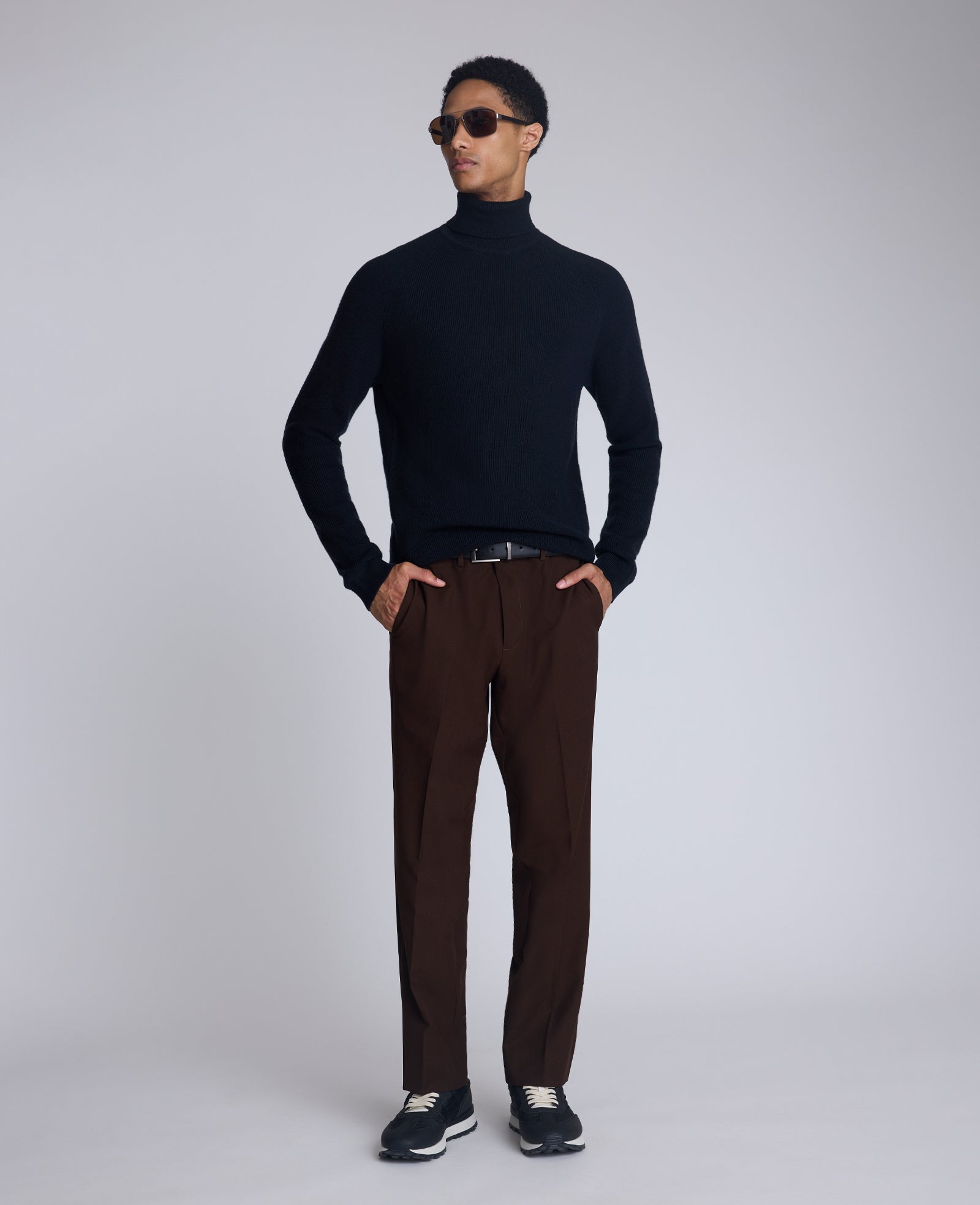 Foldover Turtleneck Sweater Black