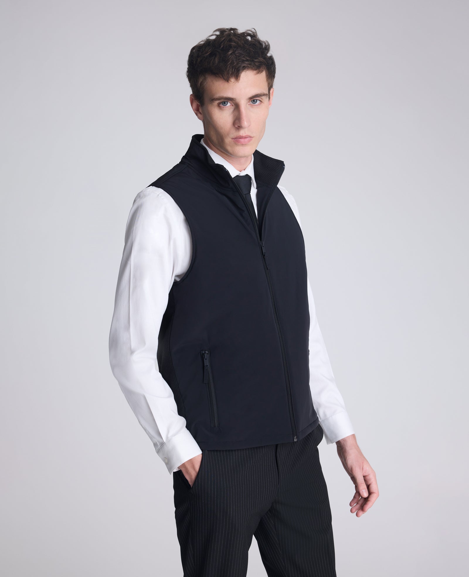 Mixed Media Vest Black
