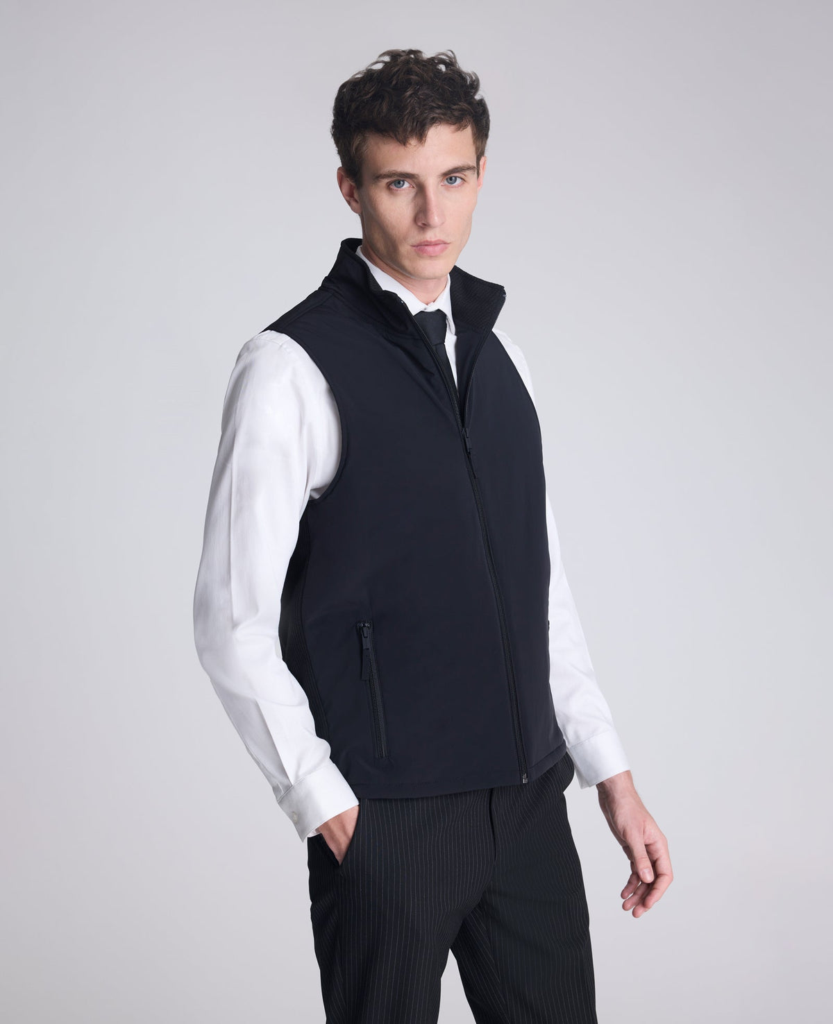 Mixed Media Vest Black
