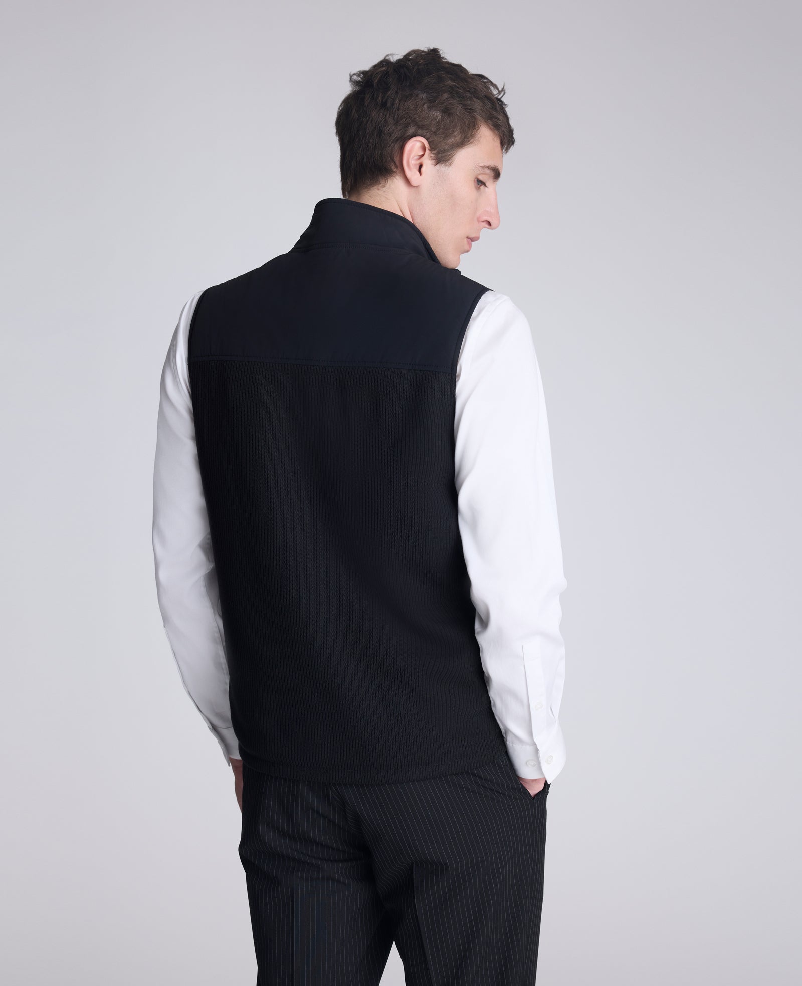 Mixed Media Vest Black