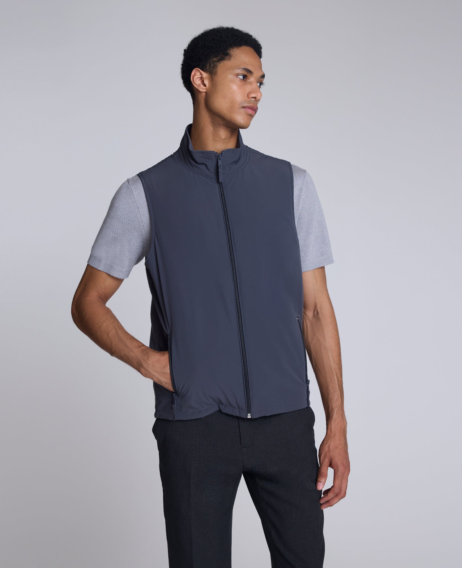 Mixed Media Vest Charcole