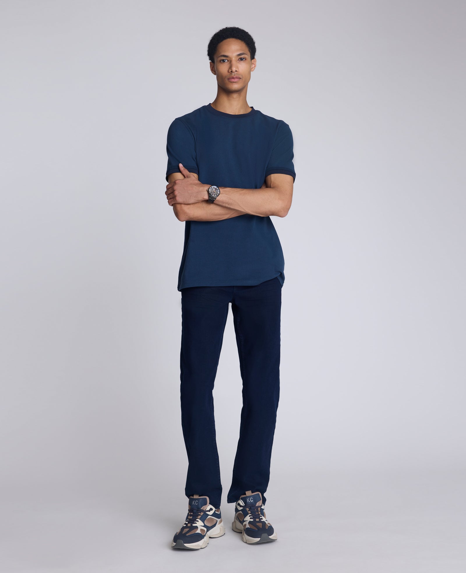 Ribbed Crewneck Tee Blue