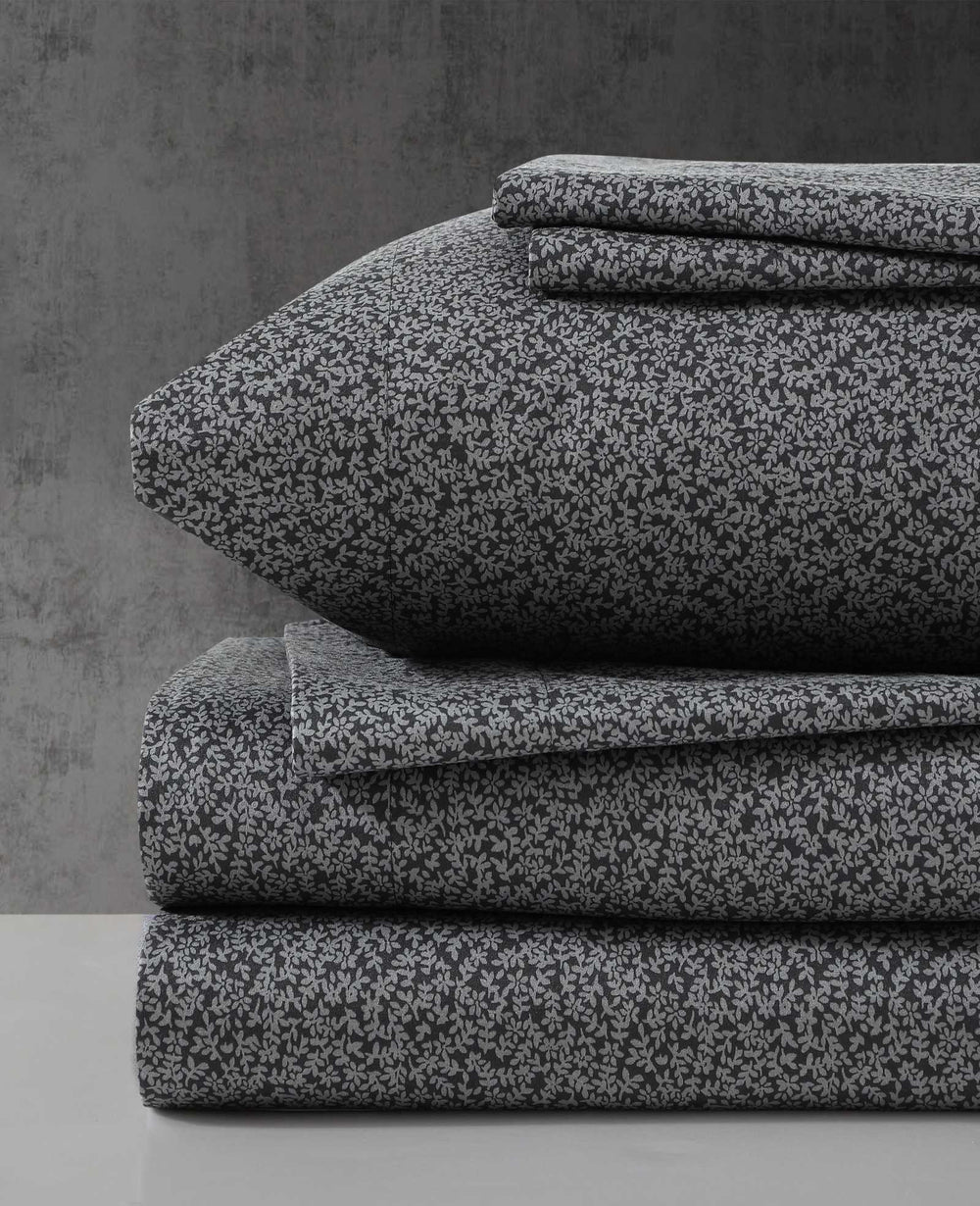 Chill Flowers Sheet Set Charcoal
