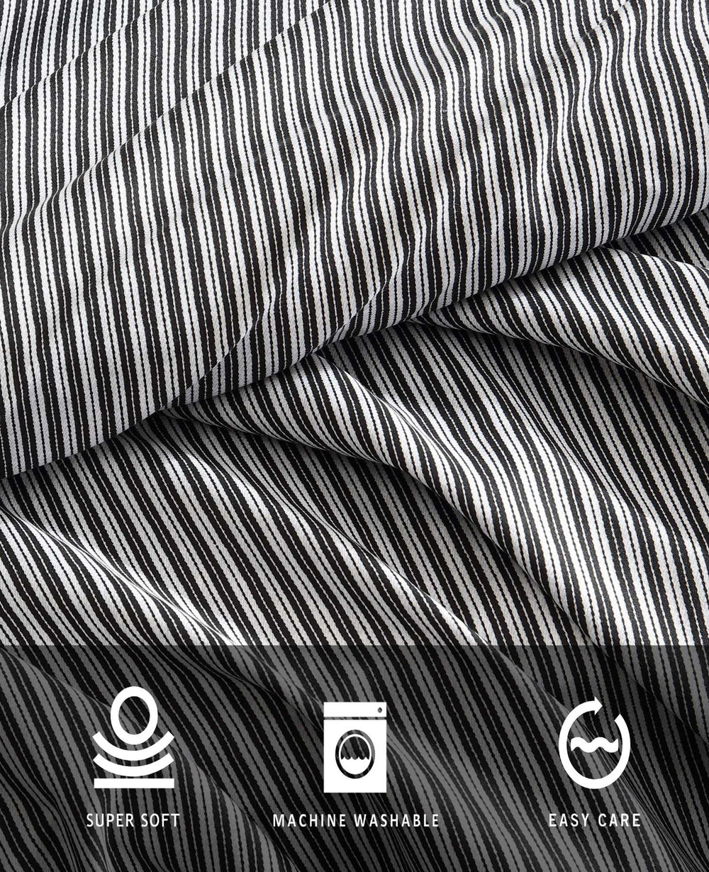 Twill Stripe Texture Sheet Set Black/White