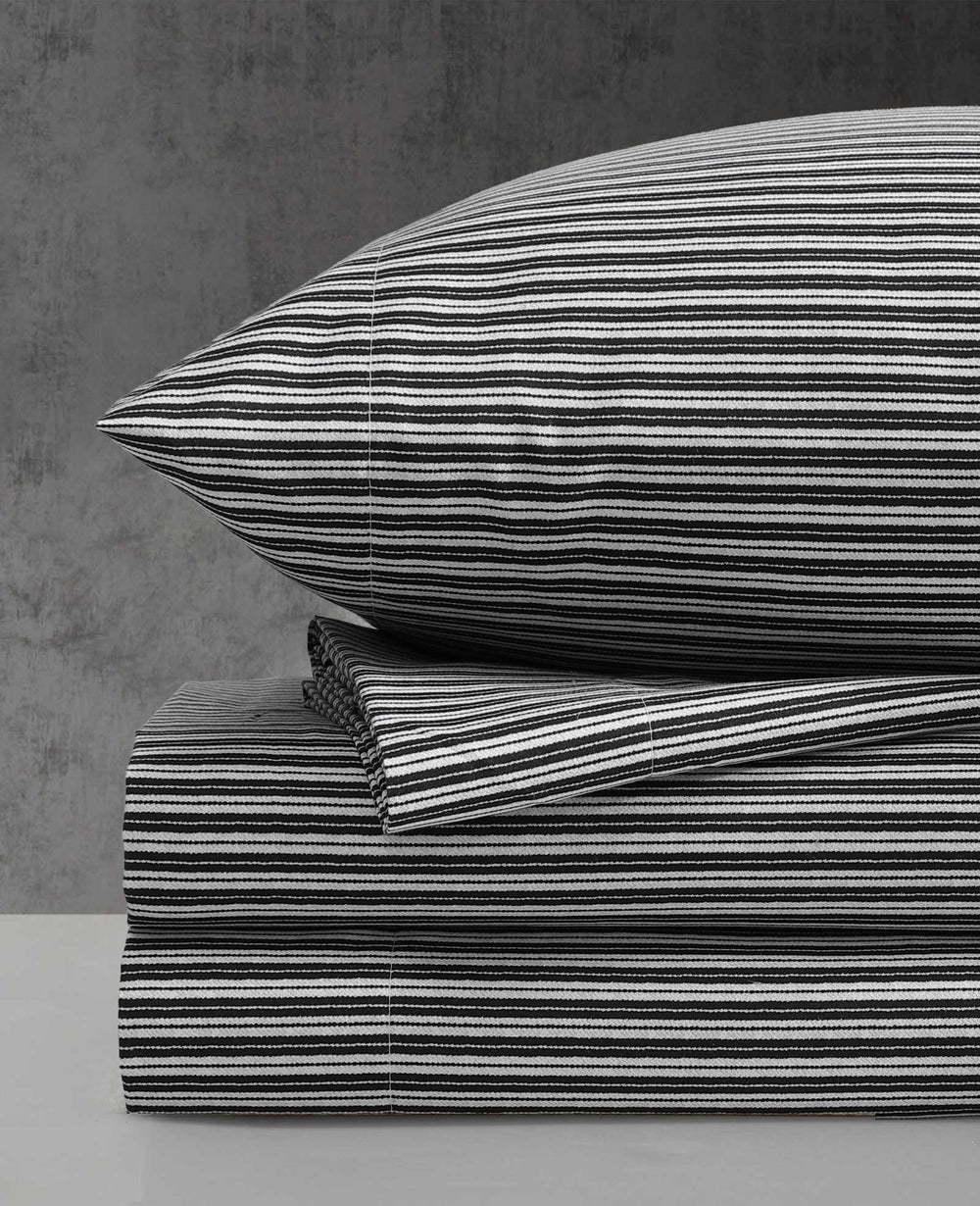 Twill Stripe Texture Sheet Set Black/White