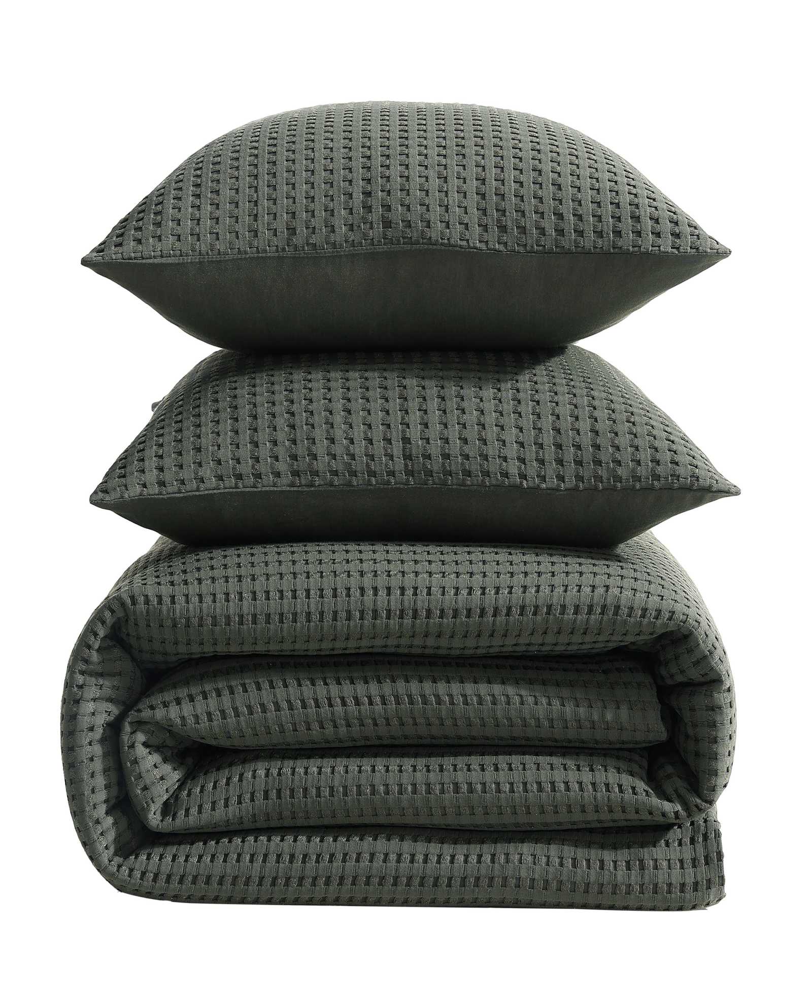 Solid Waffle Comforter Set Green