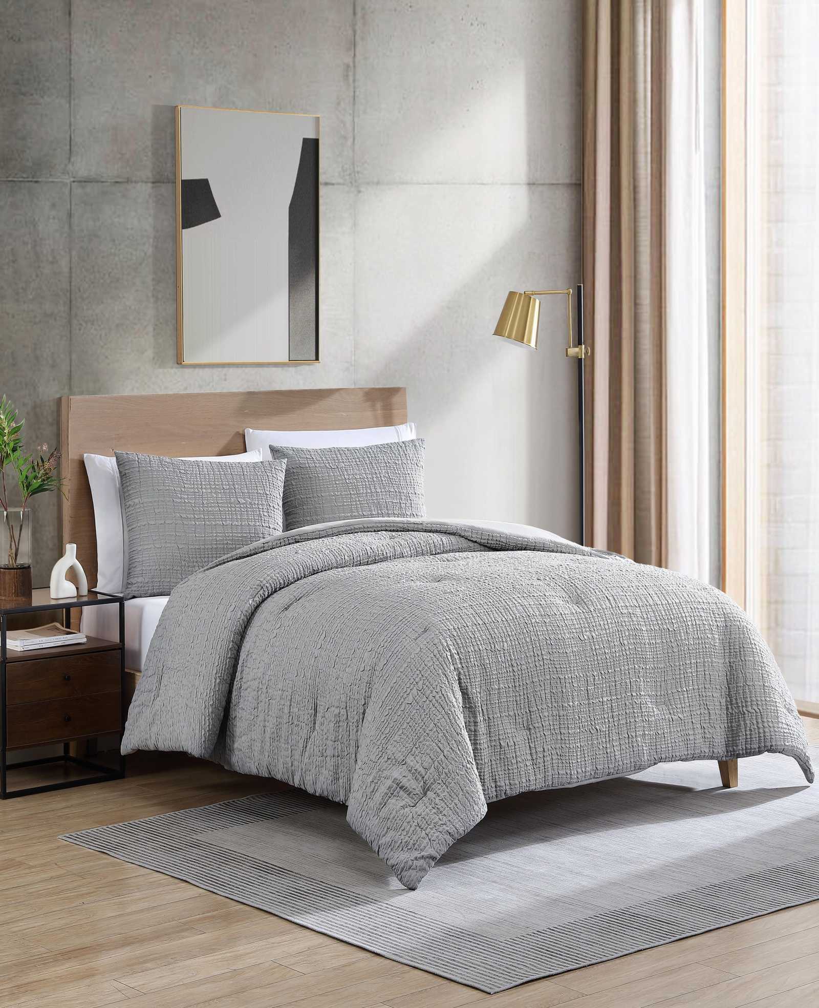Serenity Wavy Lines Comforter Set Grey