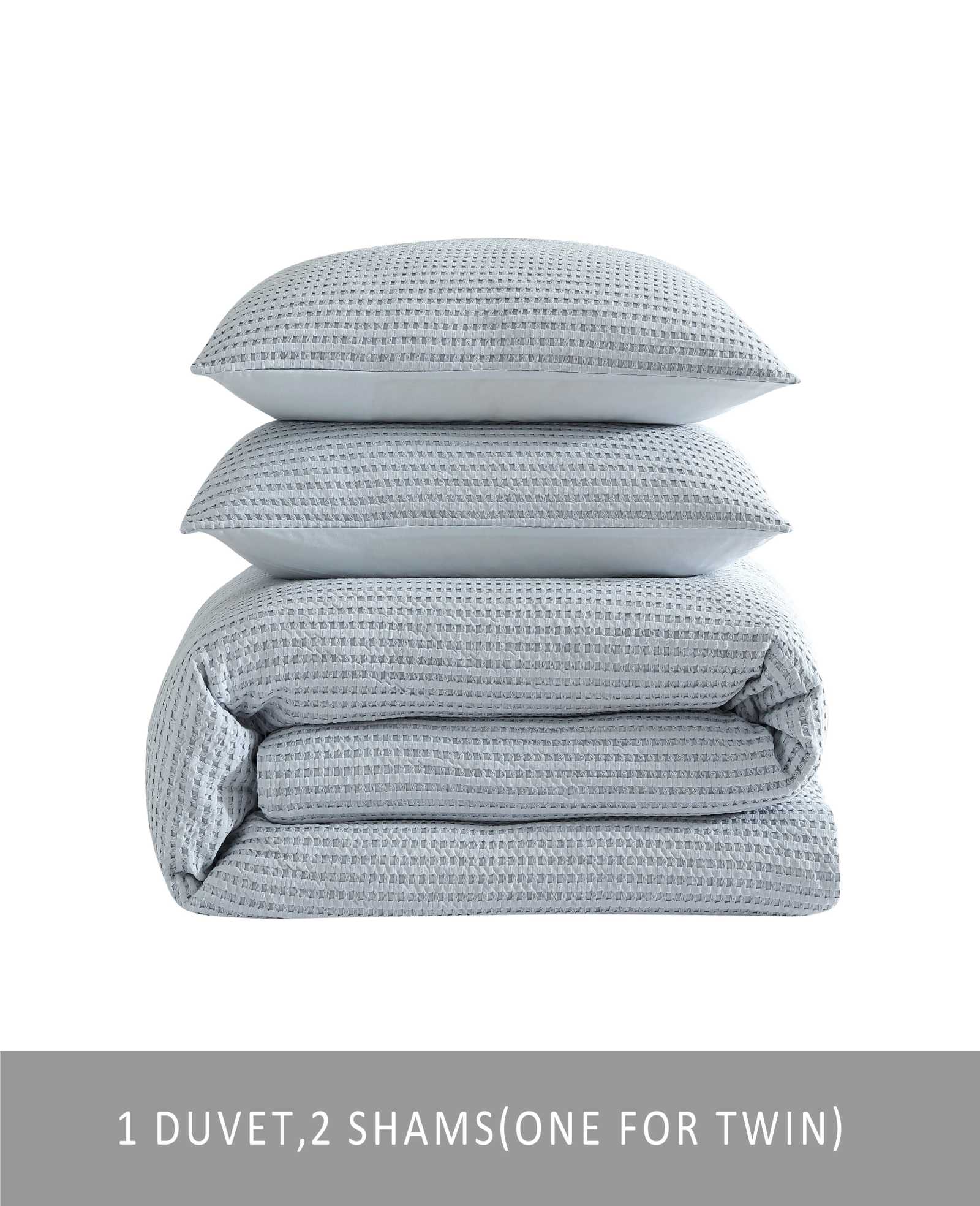 Solid Waffle Comforter Set Blue
