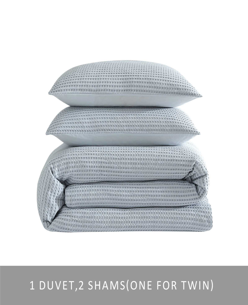 Solid Waffle Comforter Set Blue