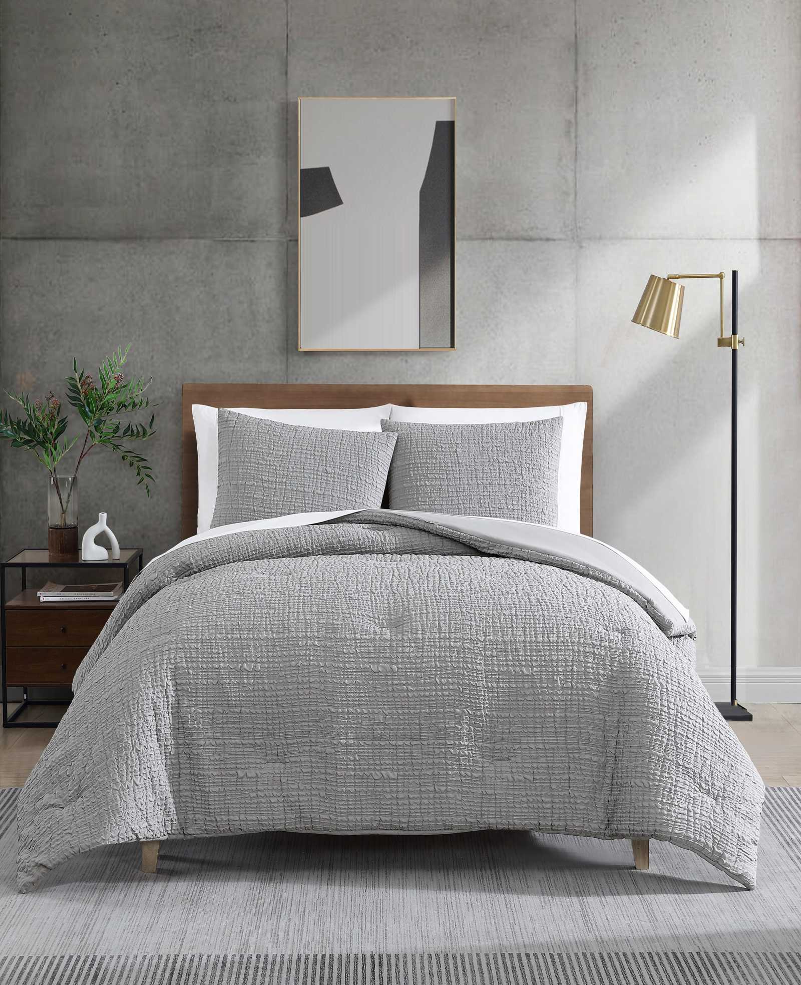 Serenity Wavy Lines Duvet Cover Set Grey