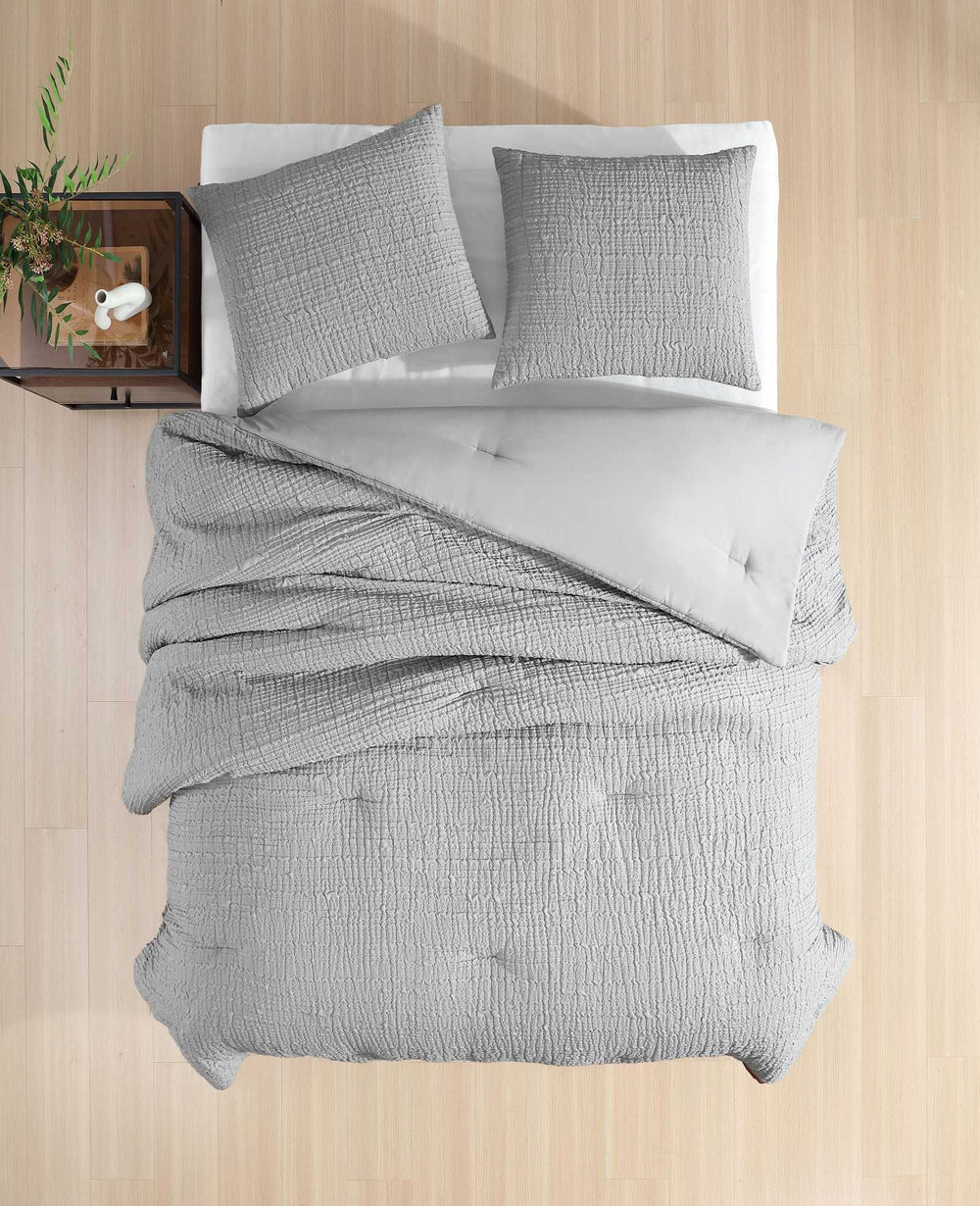 Serenity Wavy Lines Duvet Cover Set Grey