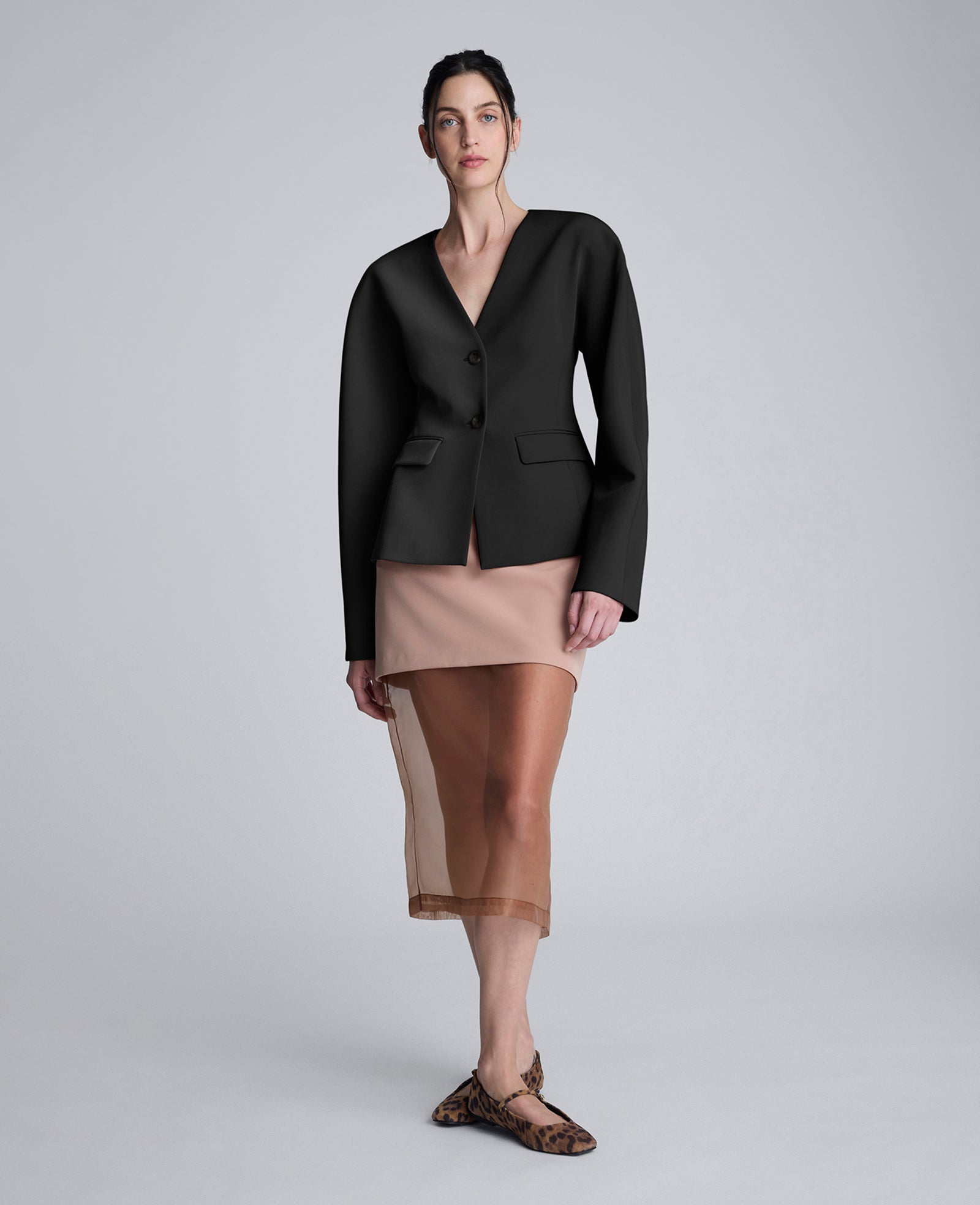 Luxe Twill Rounded Shoulder Jacket Black