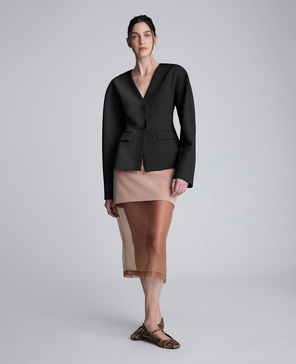 Luxe Twill Rounded Shoulder Jacket Black