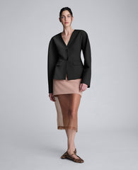 Luxe Twill Rounded Shoulder Jacket Black
