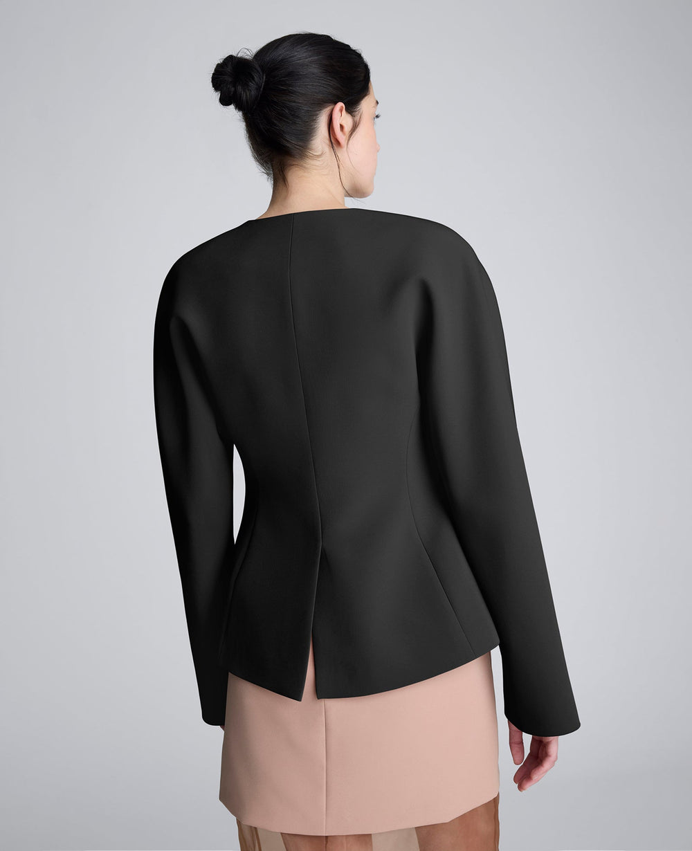 Luxe Twill Rounded Shoulder Jacket Black