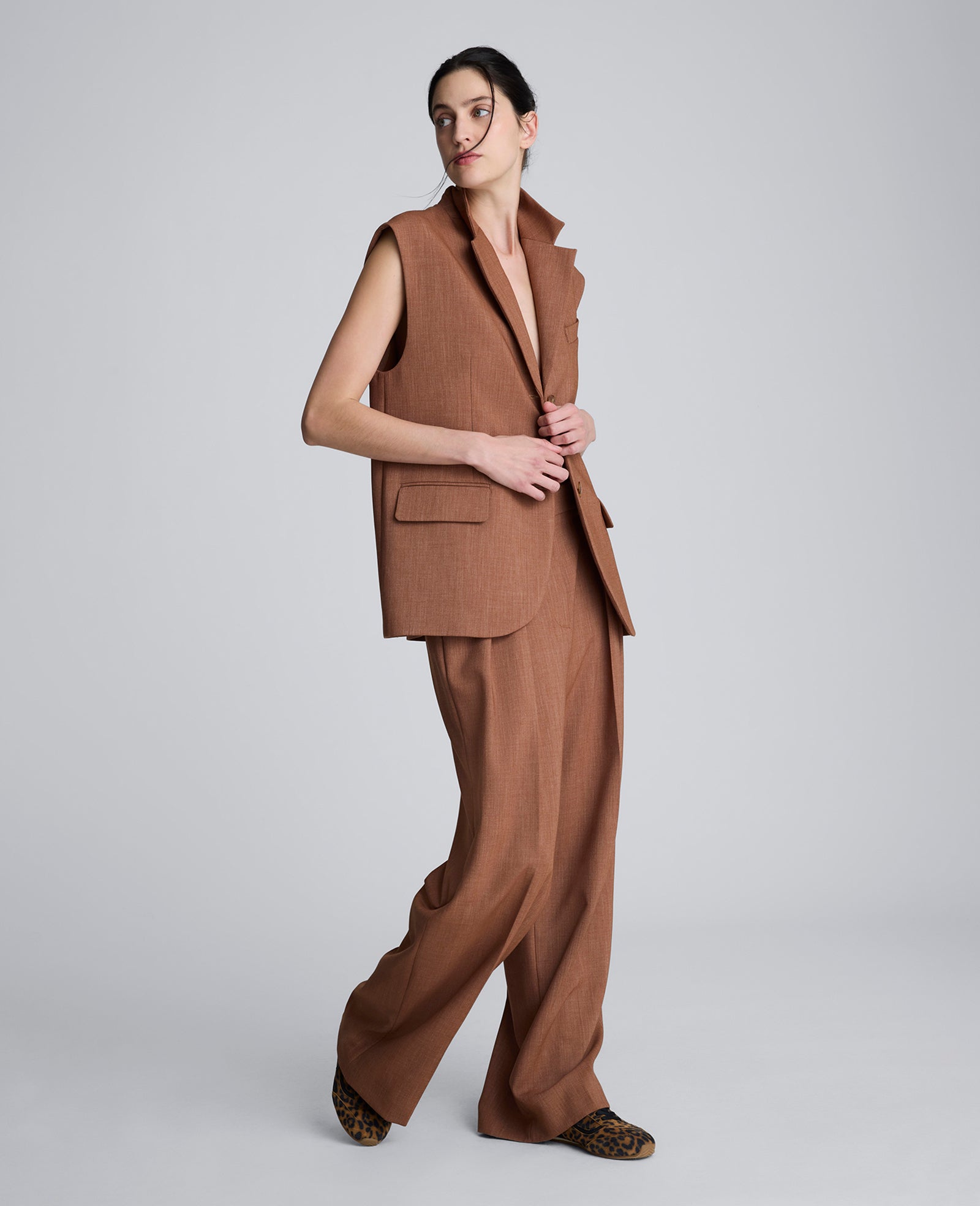 Melange Oversized Vest Russet Melange