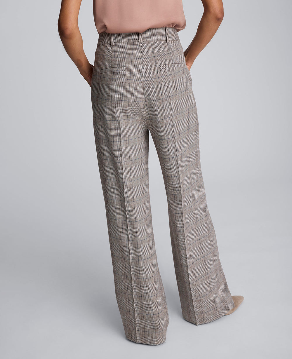Plaid Wide Leg Pant Pewter Green Multi