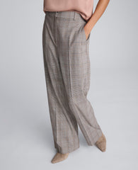 Plaid Wide Leg Pant Pewter Green Multi