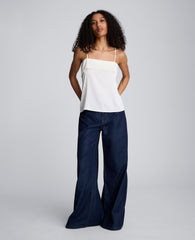Satin Foldover Spaghetti Strap Cami Oyster