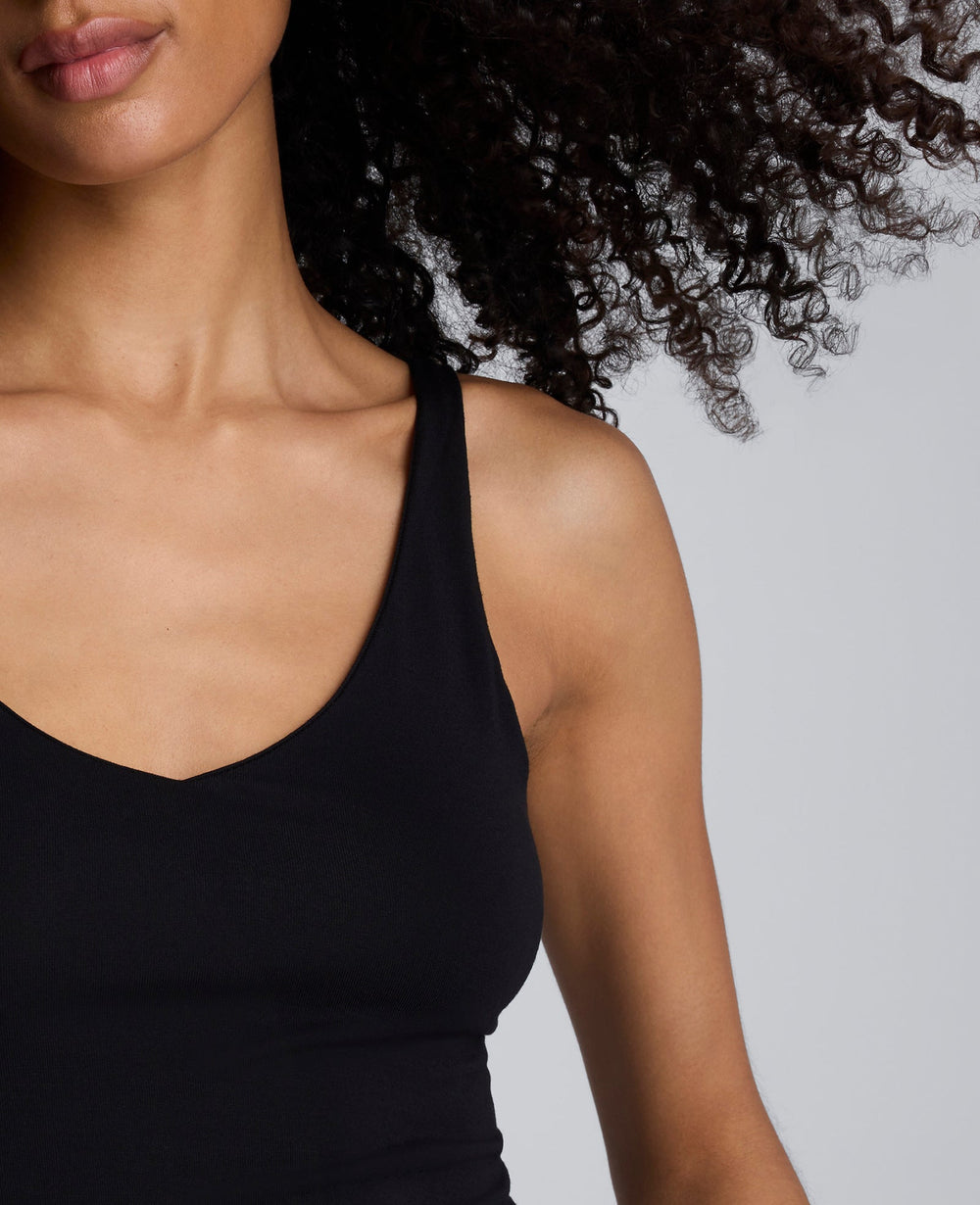 V-Neck Knit Tank Black