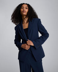 Luxe Twill Slim One Button Jacket Blue Rain